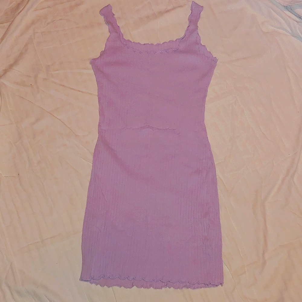 SHEIN LAVENDER RIBBED TANK DRESS * SIZE M * STRETCHY * BODYCON